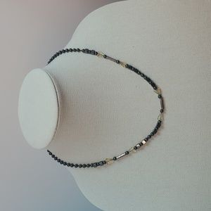 Small Black Round and Triangular Necklace